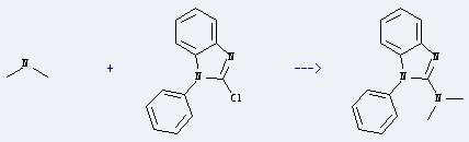 1H-Benzimidazole, 2-chloro-1-phenyl- is used to produce 2-dimethylamino-1-phenylbenzimidazole by reaction with dimethylamine.
